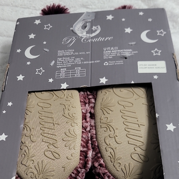 Pj Couture Set With Purple Plush Slippers And A Furry Eye Mask - Picture 3 of 3